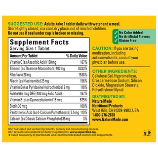 Foto 6 | Suplemento Nature Made Super B Complex con Vitamina C 140 Tabletas - Venta Internacional