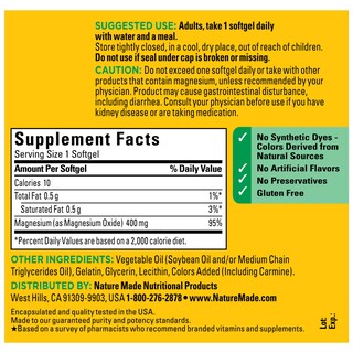 Foto 6 | Suplemento de Magnesio Nature Made Extra Strength 400 mg 110 Cápsulas Blandas - Venta Internacional