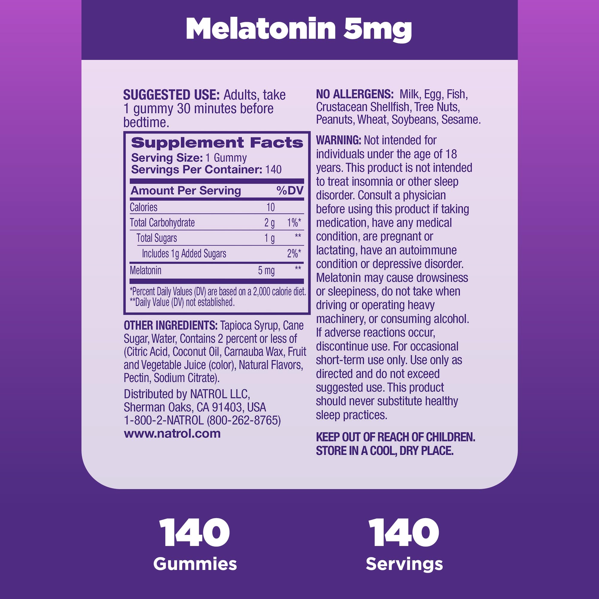 Foto 7 pulgar | Suplemento Natrol Gomitas de Melatonina 5 mg Ayudan a Dormir 140 Unidades - Venta Internacional