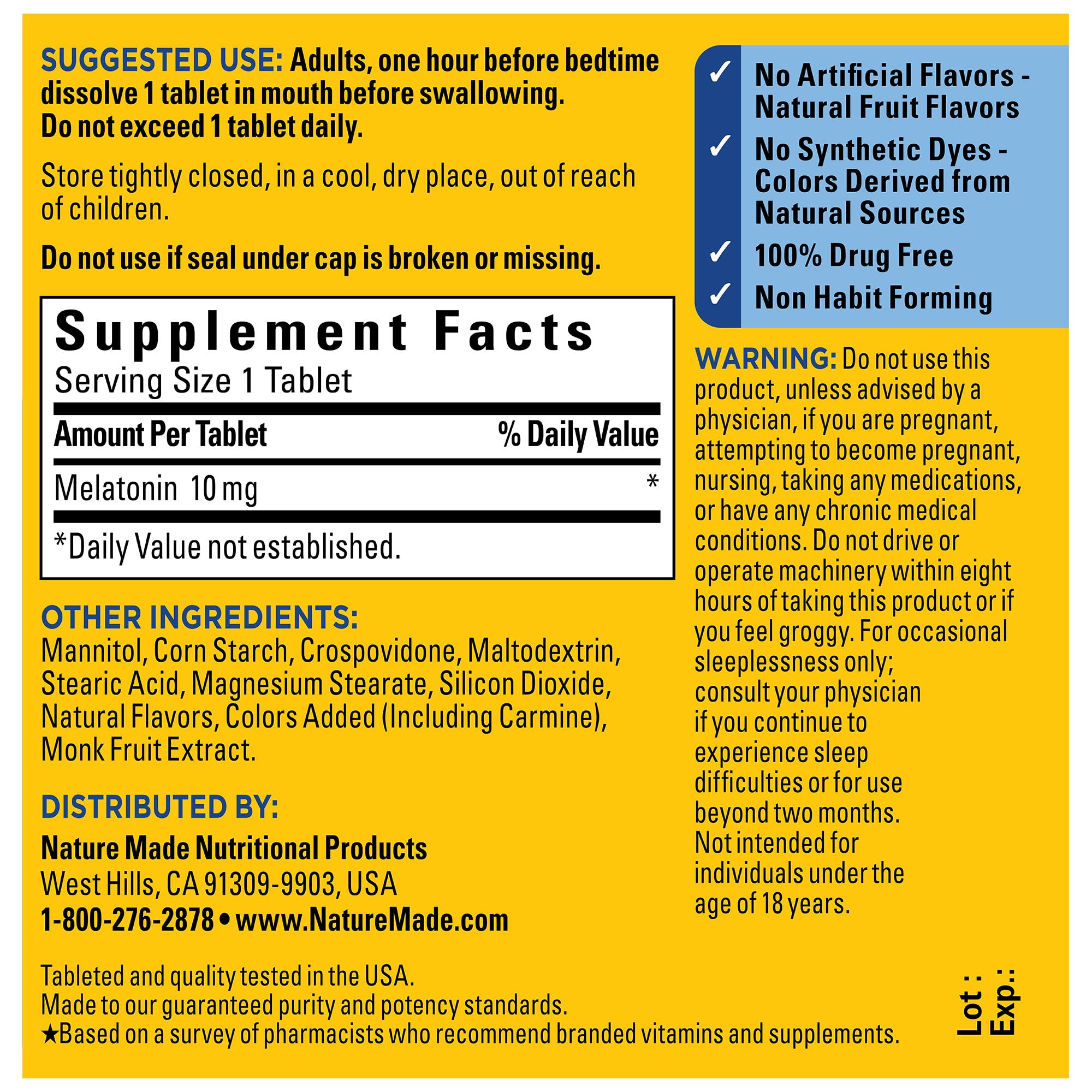 Foto 6 pulgar | Melatonina de Disolución Rápida Sleep Aid Nature Made 10 mg 45 Comprimidos - Venta Internacional