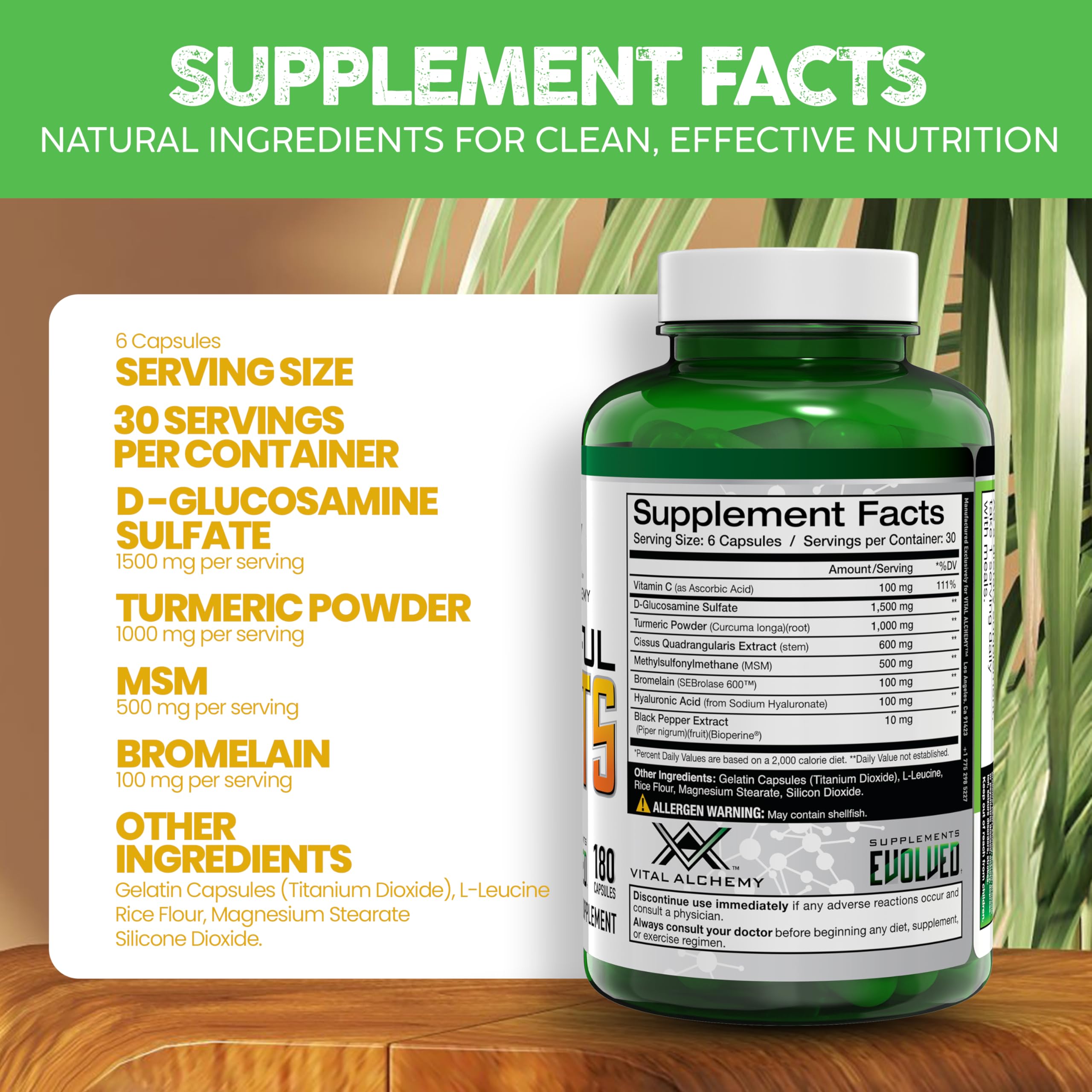 Foto 6 | Suplemento de Apoyo Articular Vital Alchemy Joyful Joints 180 Cápsulas - Venta Internacional