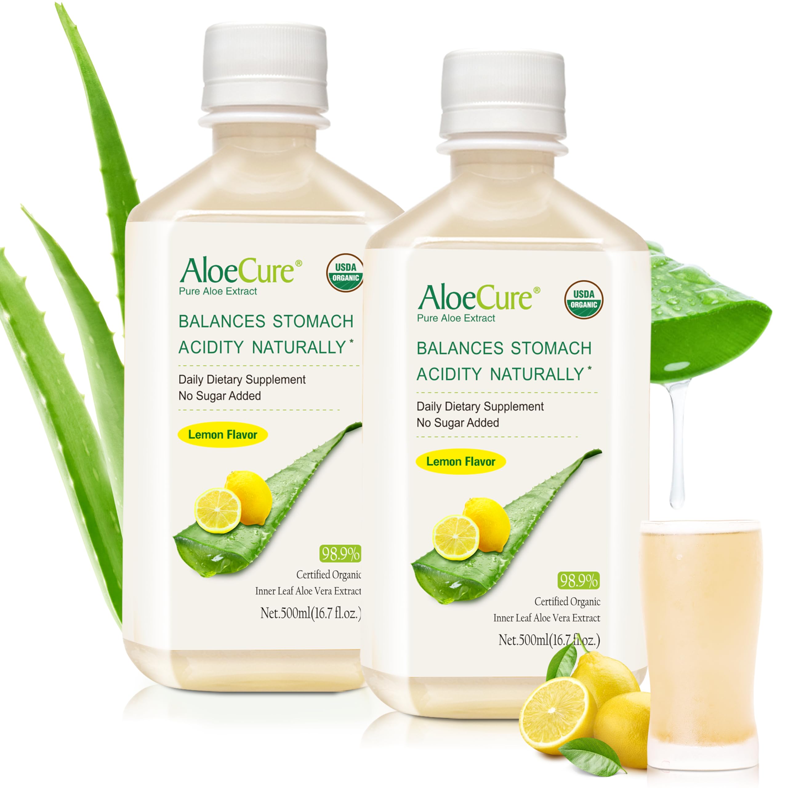 Foto 1 | Jugo de Aloe Vera Orgánico Aloecure Sabor Limón 500 ml - Venta Internacional