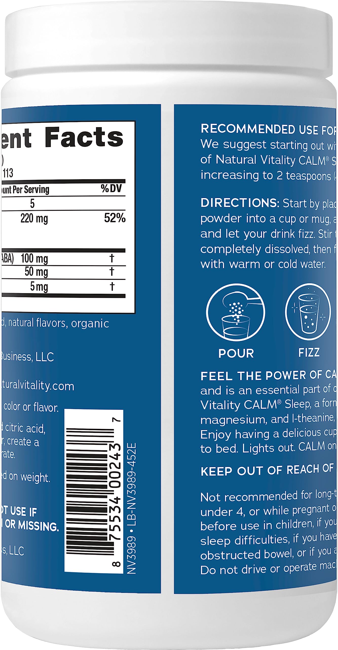 Foto 5 | Suplemento Natural Vitality Calm Sleep Melatonina Magnesio - Venta Internacional