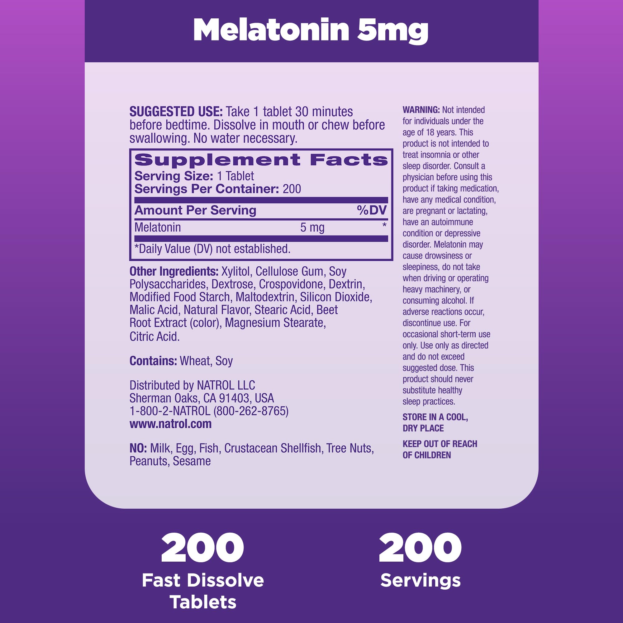 Foto 7 pulgar | Sleep Aid Natrol Sleep Melatonina 5 mg 200 Comprimidos - Venta Internacional