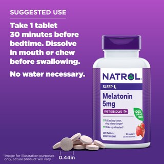 Foto 7 | Sleep Aid Natrol Sleep Melatonina 5 mg 200 Comprimidos - Venta Internacional