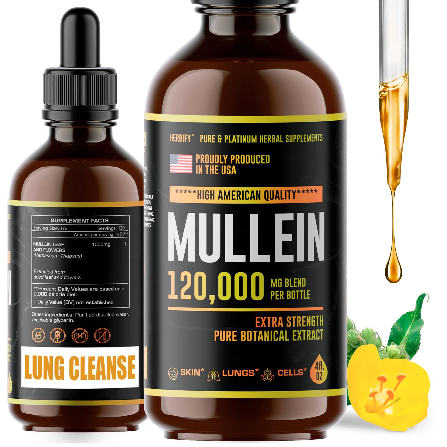 Foto 2 pulgar | Suplemento Herbify Mullein Drops p 120 ml - Venta Internacional