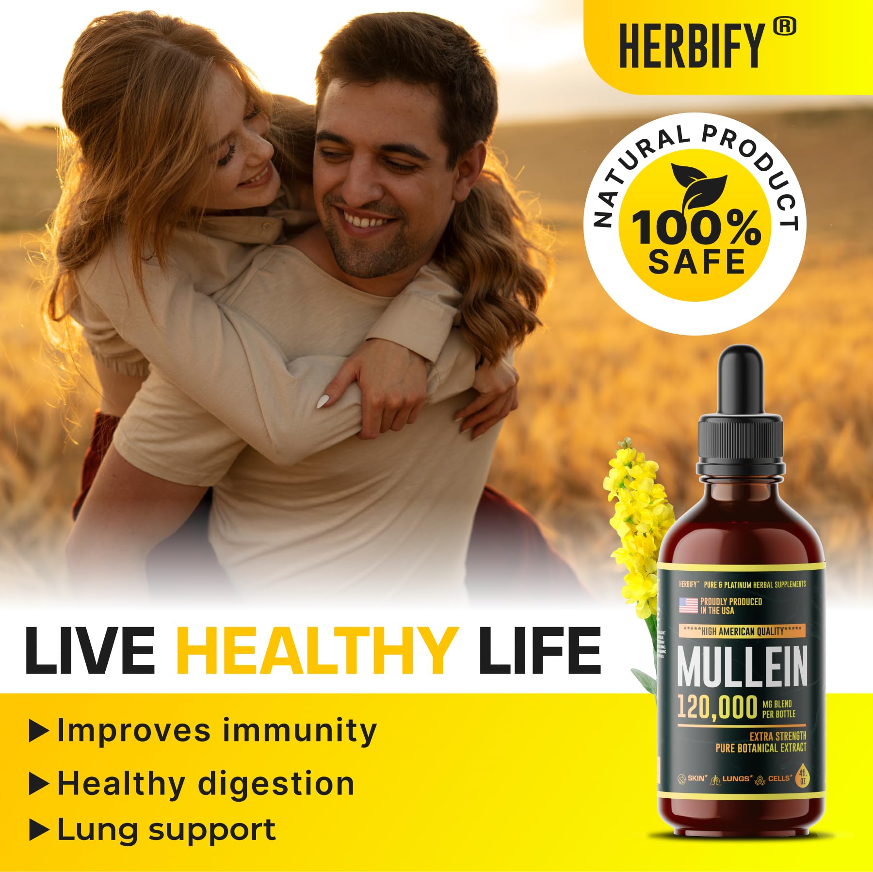 Foto 5 pulgar | Suplemento Herbify Mullein Drops p 120 ml - Venta Internacional