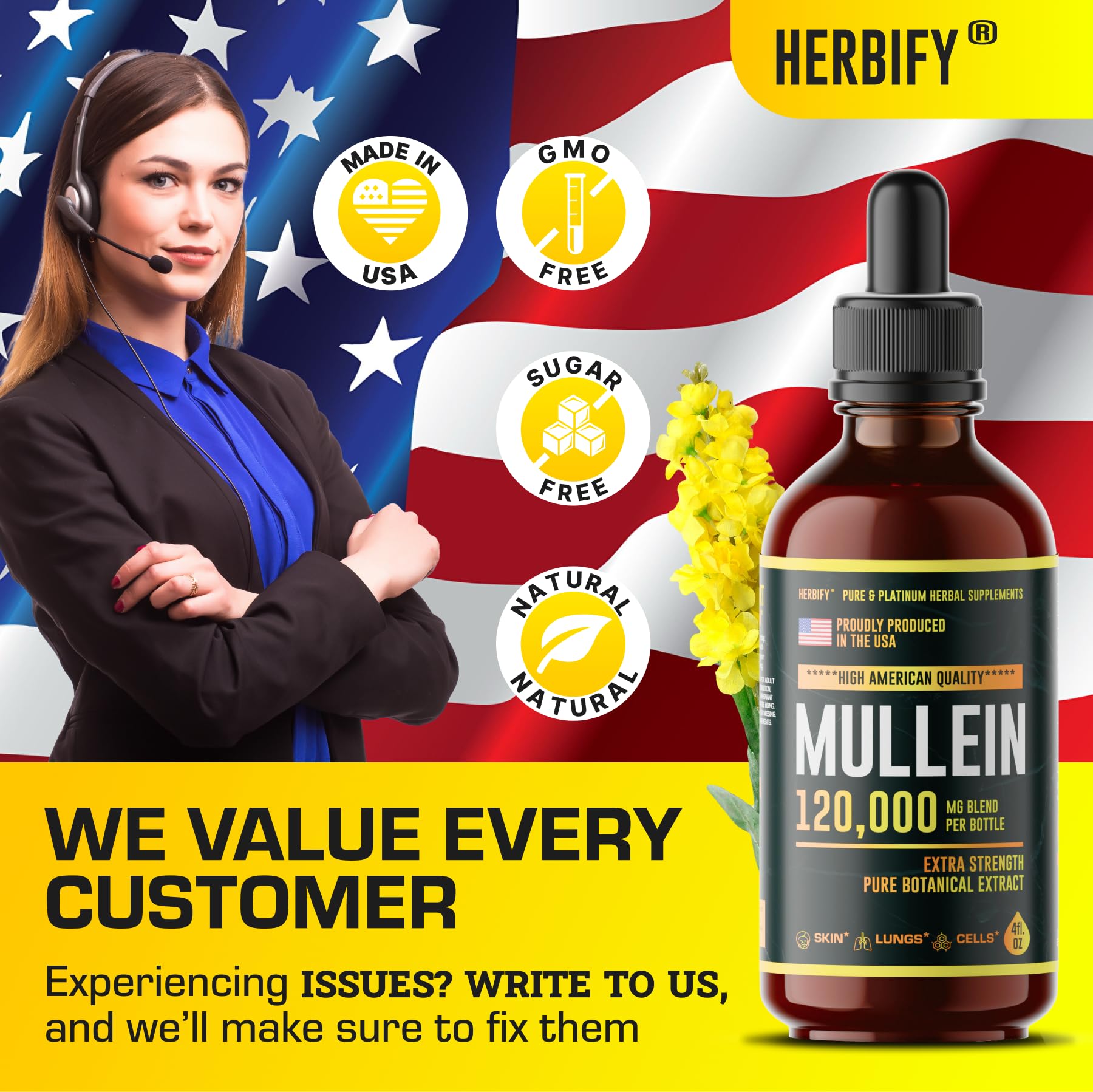 Foto 6 | Suplemento Herbify Mullein Drops p 120 ml - Venta Internacional
