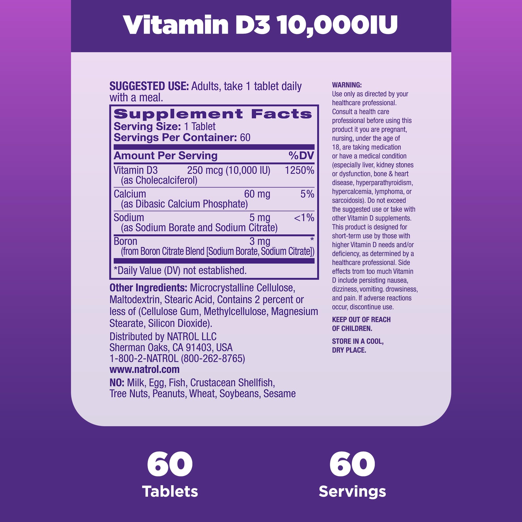 Foto 6 pulgar | Suplemento Natrol de Vitamina D3 10,000 Ui 60 Tabletas - Venta Internacional