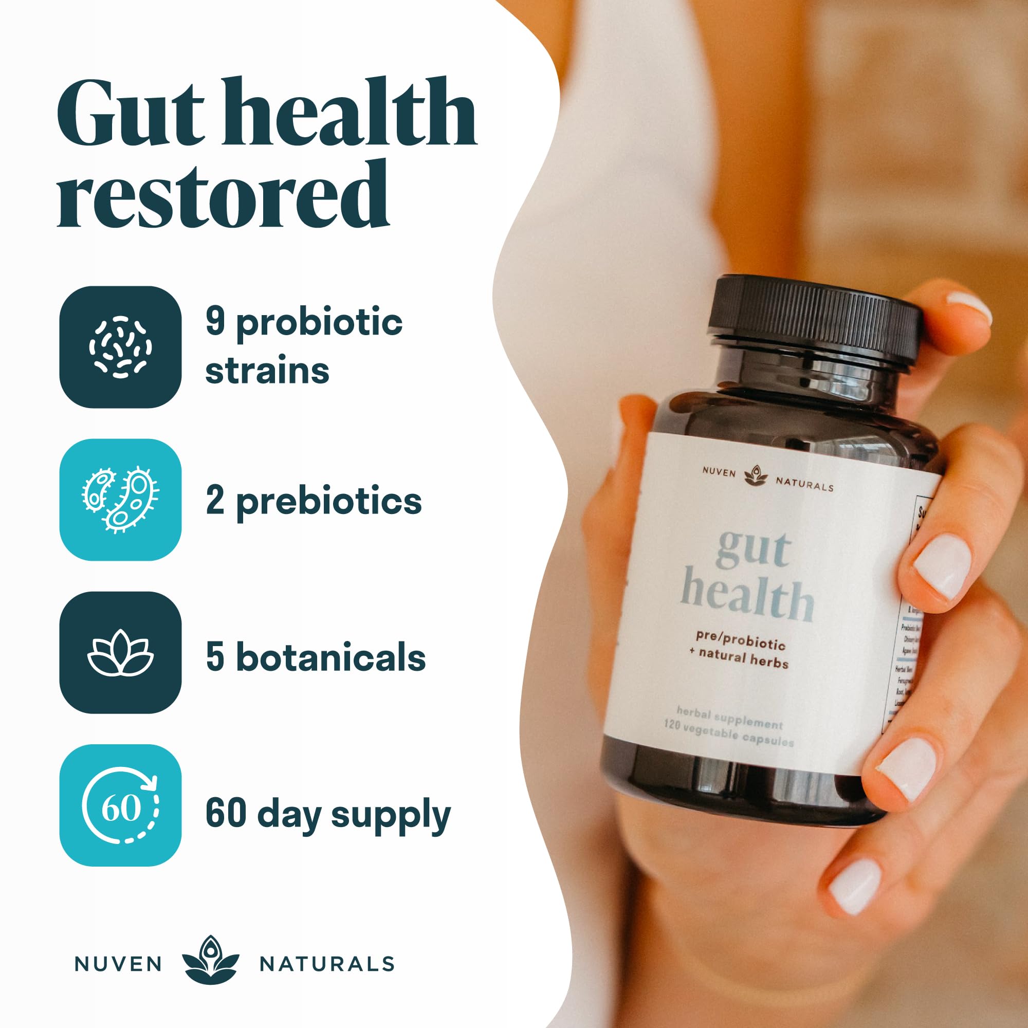 Foto 5 pulgar | Suplemento Nuven Naturals Gut Health de 120 Cápsulas-Venta Internacional