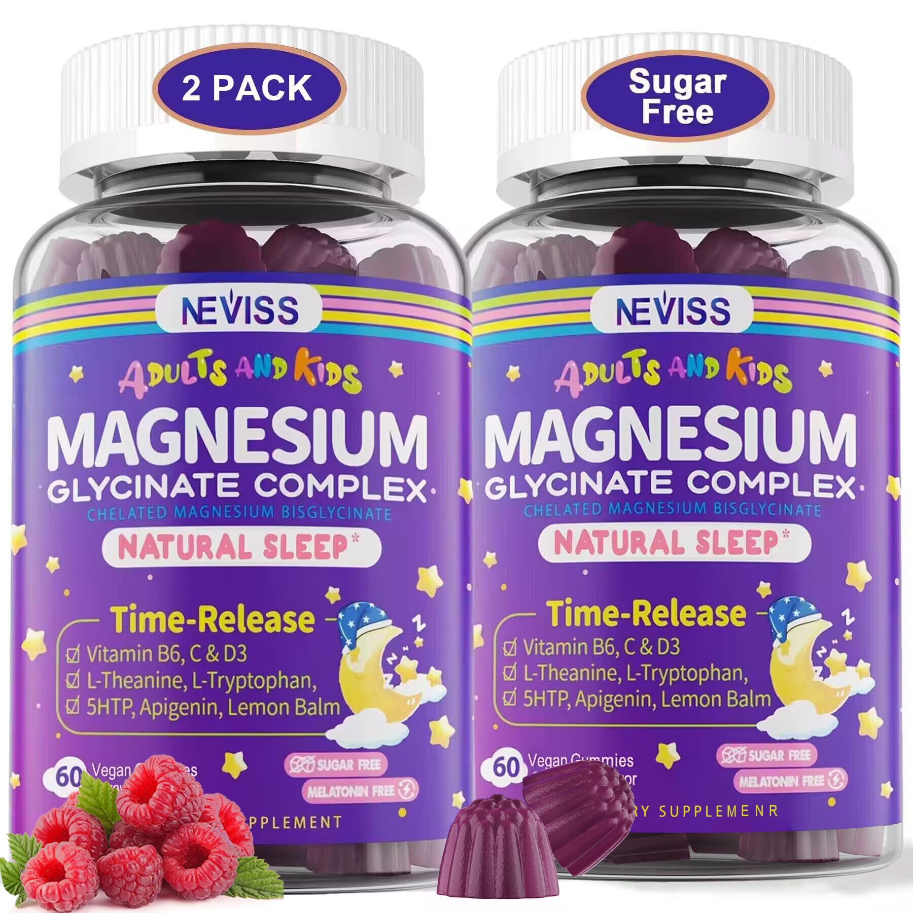 Foto 1 | Suplemento Neviss Glicinato De Magnesio 2 Piezas de 60 Gomitas-Venta Internacional