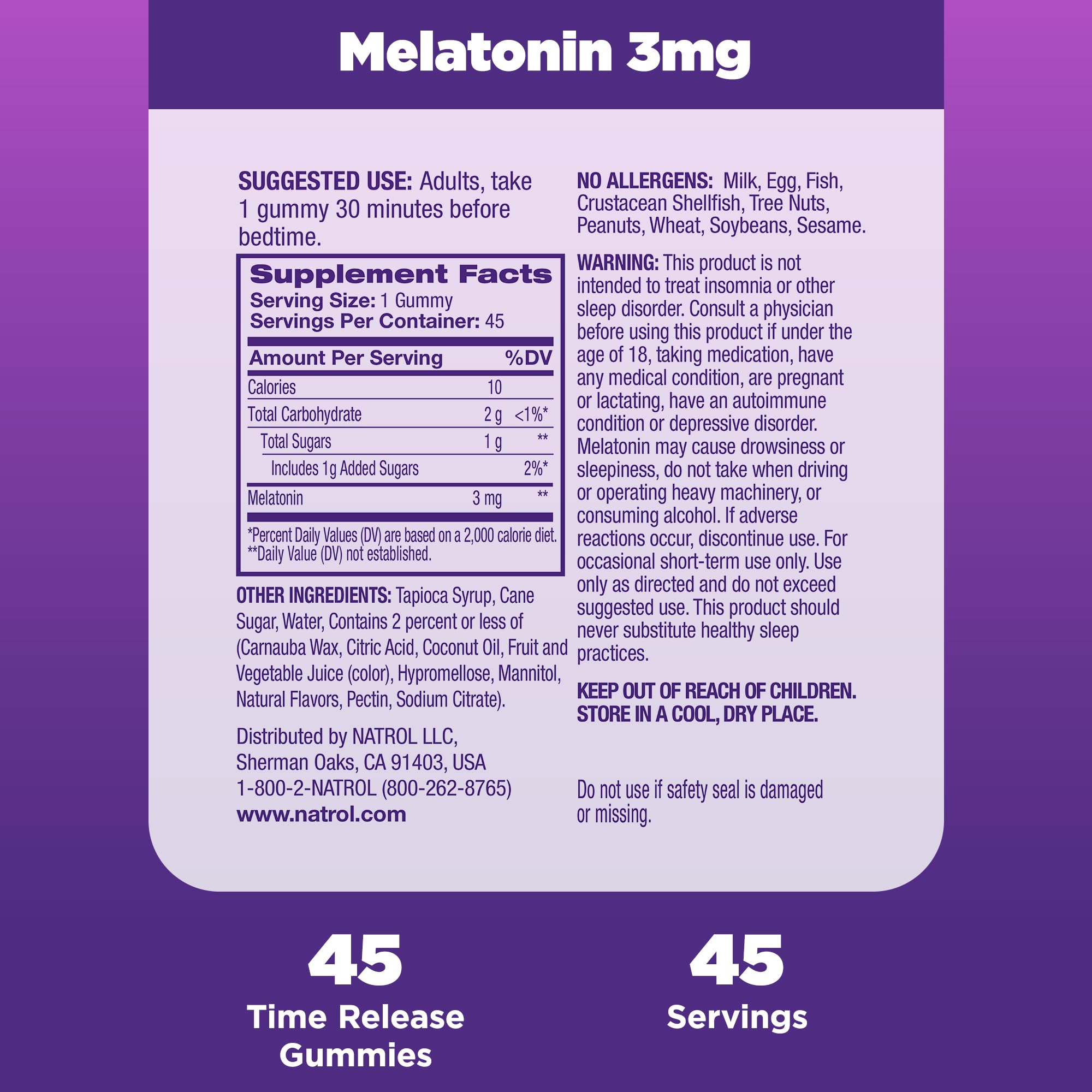 Foto 5 pulgar | Suplemento de Gomitas Natrol Time Release de Melatonina 3 mg - Venta Internacional