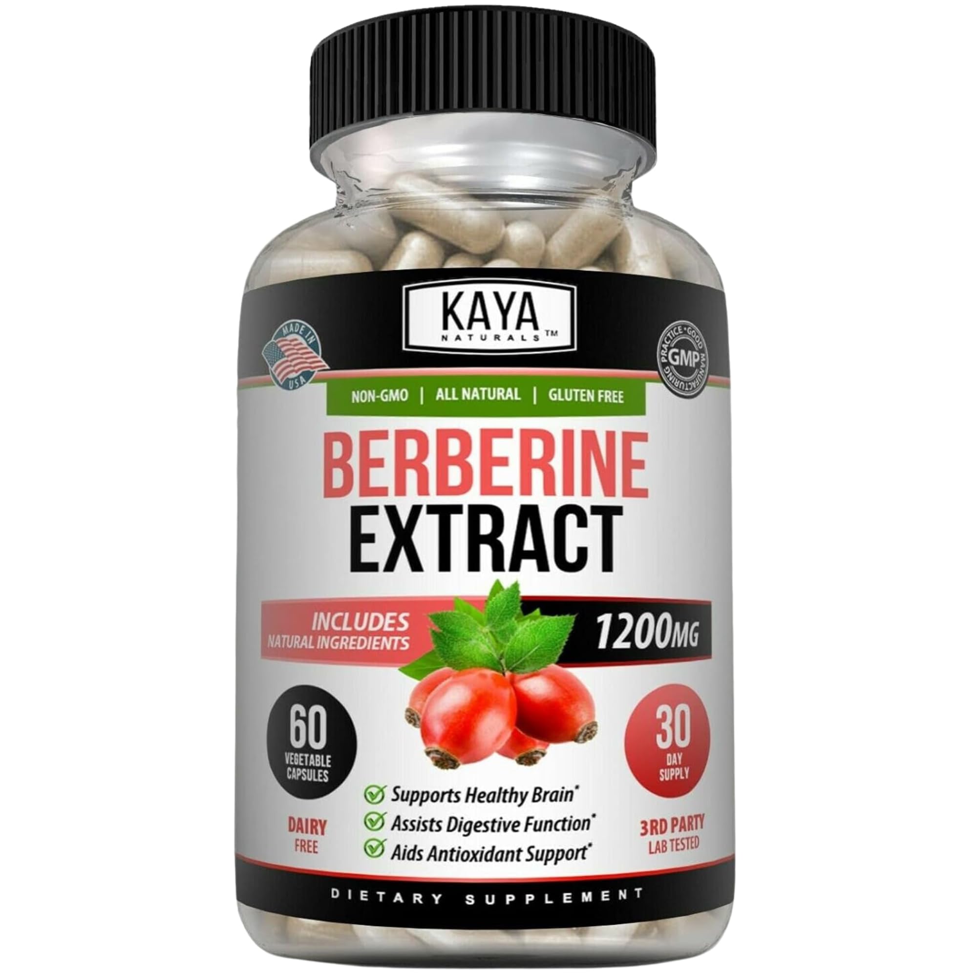 Foto 2 pulgar | Suplemento de Extracto de Berberina Hcl De Kaya Naturals 1200 mg 60 Unidades - Venta Internacional