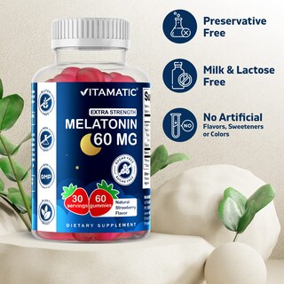 Foto 3 | Suplemento Vitamínico de Melatonina 60 mg sin Azúcar 60 Gomitas - Venta Internacional