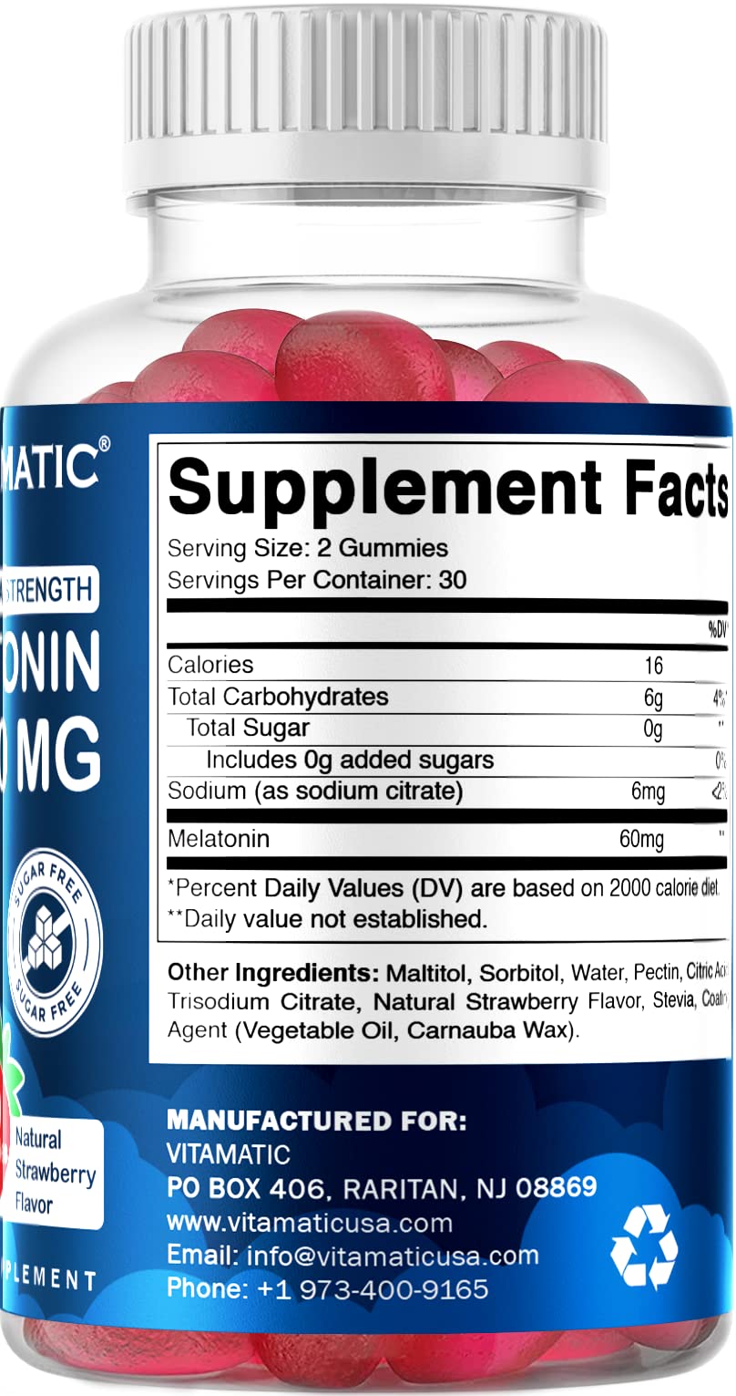 Foto 7 pulgar | Suplemento Vitamínico de Melatonina 60 mg sin Azúcar 60 Gomitas - Venta Internacional