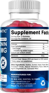 Foto 6 | Suplemento Vitamínico de Melatonina 60 mg sin Azúcar 60 Gomitas - Venta Internacional
