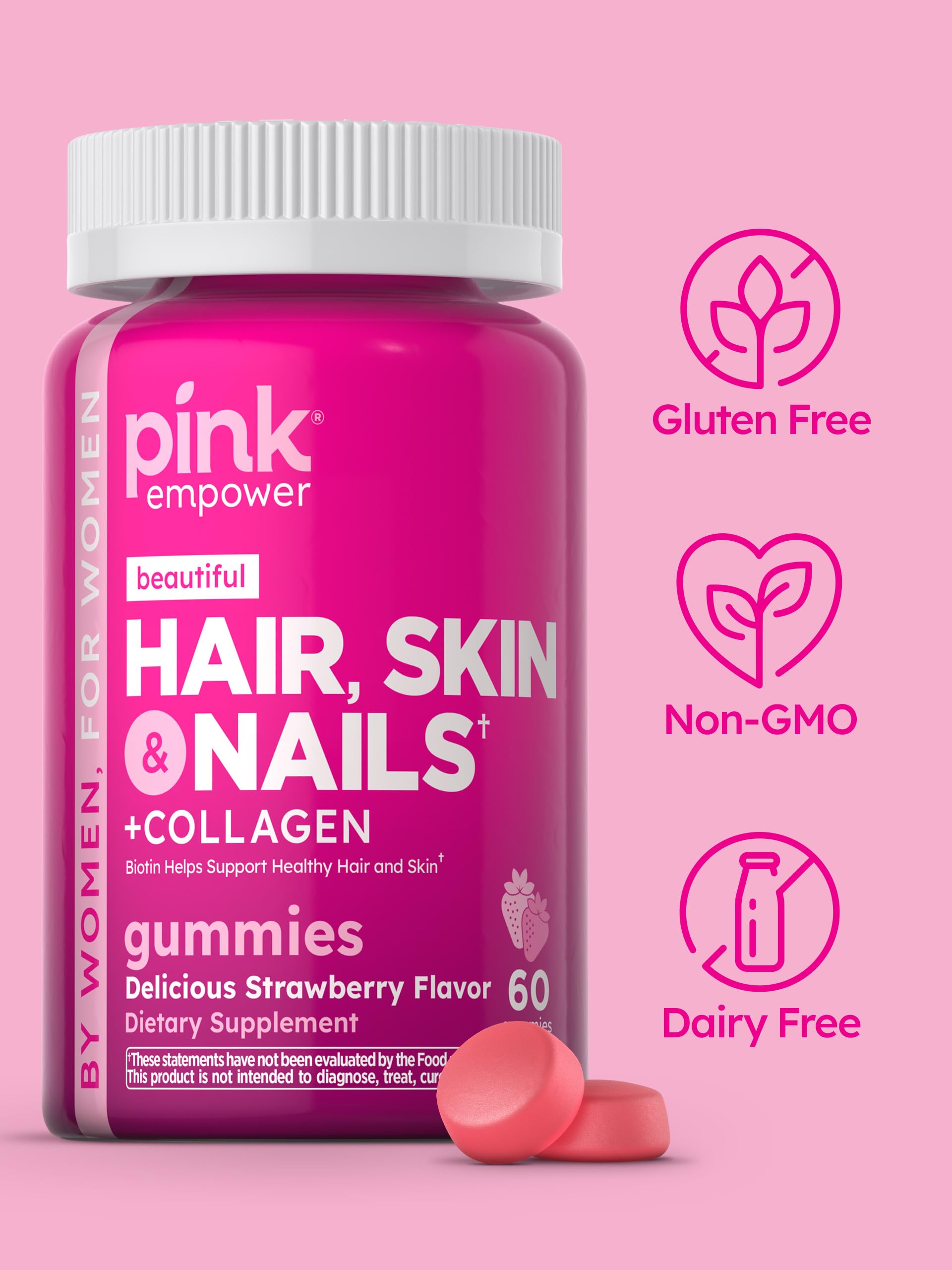 Foto 5 pulgar | Gomitas Supplement Pink Hair Skin Nails 60 Unidades - Venta Internacional
