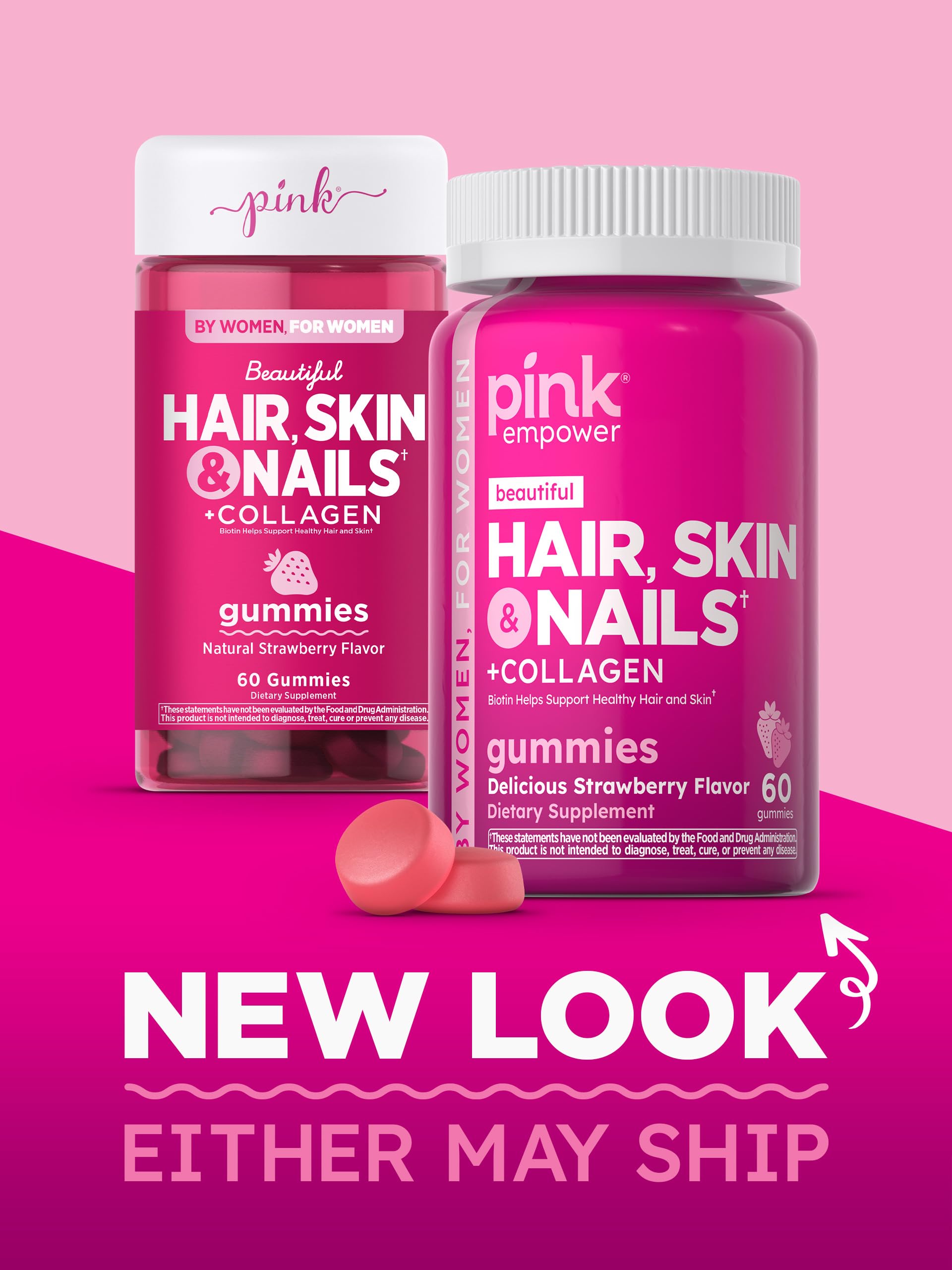 Foto 8 pulgar | Gomitas Supplement Pink Hair Skin Nails 60 Unidades - Venta Internacional