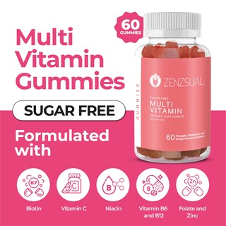 Foto 2 | Gomitas Multivitamínicas Zenzsual para Adultos con Vitamina C y Biotina 60 Unidades - Venta Internacional