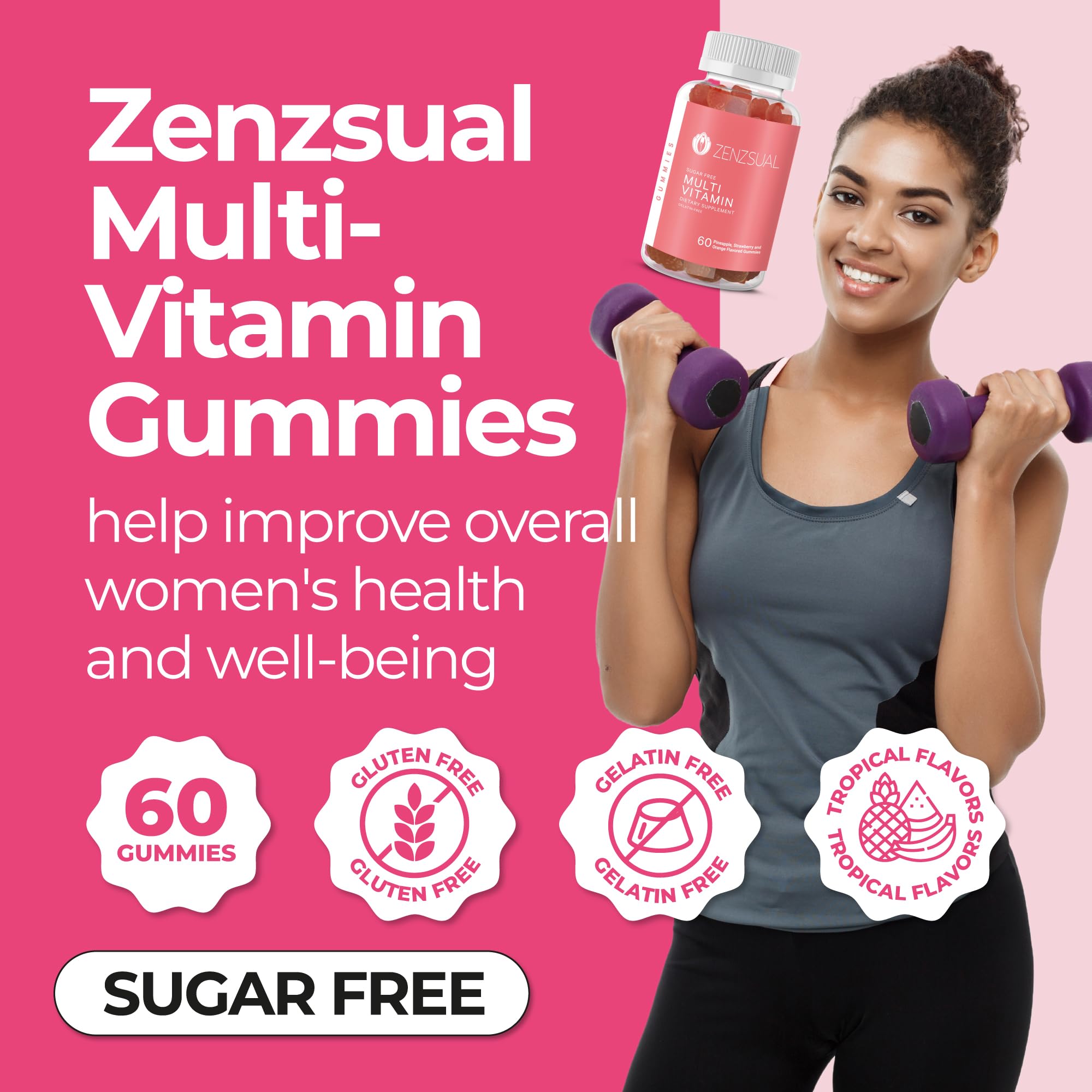 Foto 4 pulgar | Gomitas Multivitamínicas Zenzsual para Adultos con Vitamina C y Biotina 60 Unidades - Venta Internacional