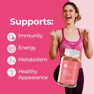 Foto 4 | Gomitas Multivitamínicas Zenzsual para Adultos con Vitamina C y Biotina 60 Unidades - Venta Internacional