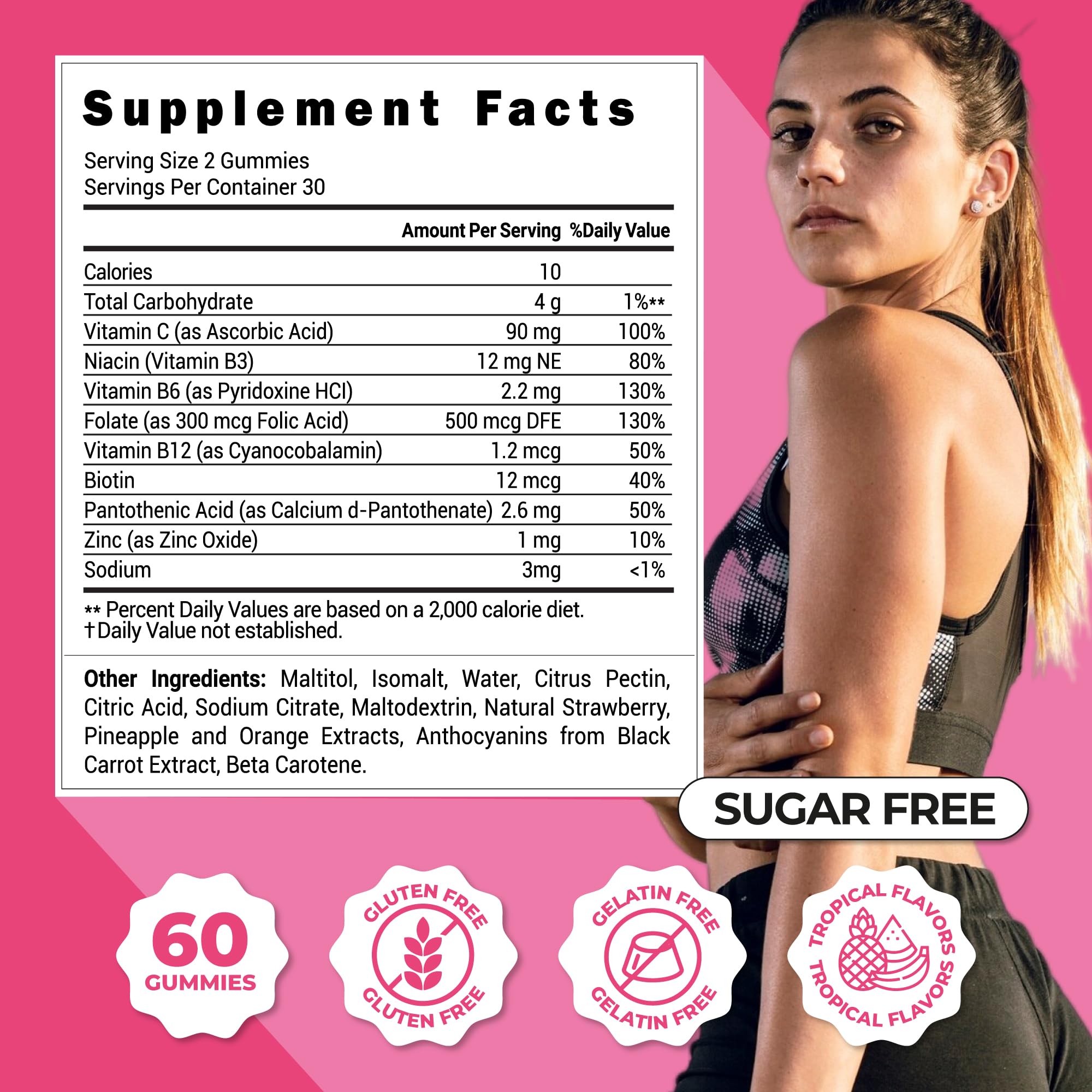 Foto 5 | Gomitas Multivitamínicas Zenzsual para Adultos con Vitamina C y Biotina 60 Unidades - Venta Internacional