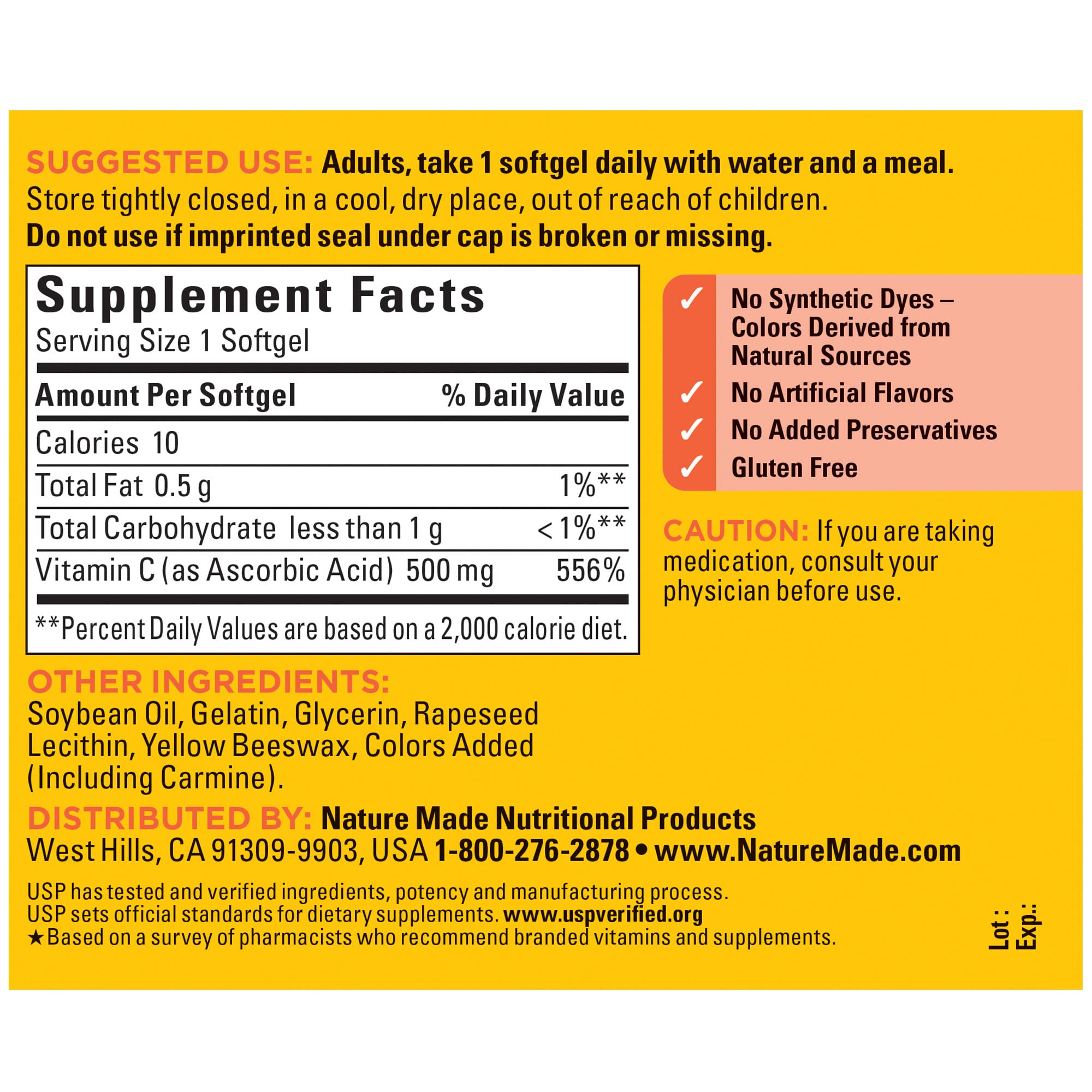 Foto 6 pulgar | Suplemento de Vitamina C Nature Made 500 mg 60 Cápsulas - Venta Internacional