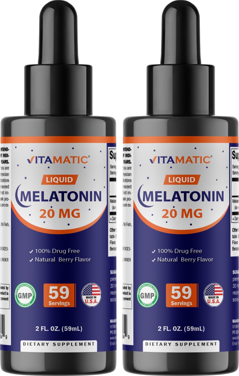 Suplemento Vitamático de Melatonina 20 mg Líquida 59 ml Paquete de 2 - Venta Internacional