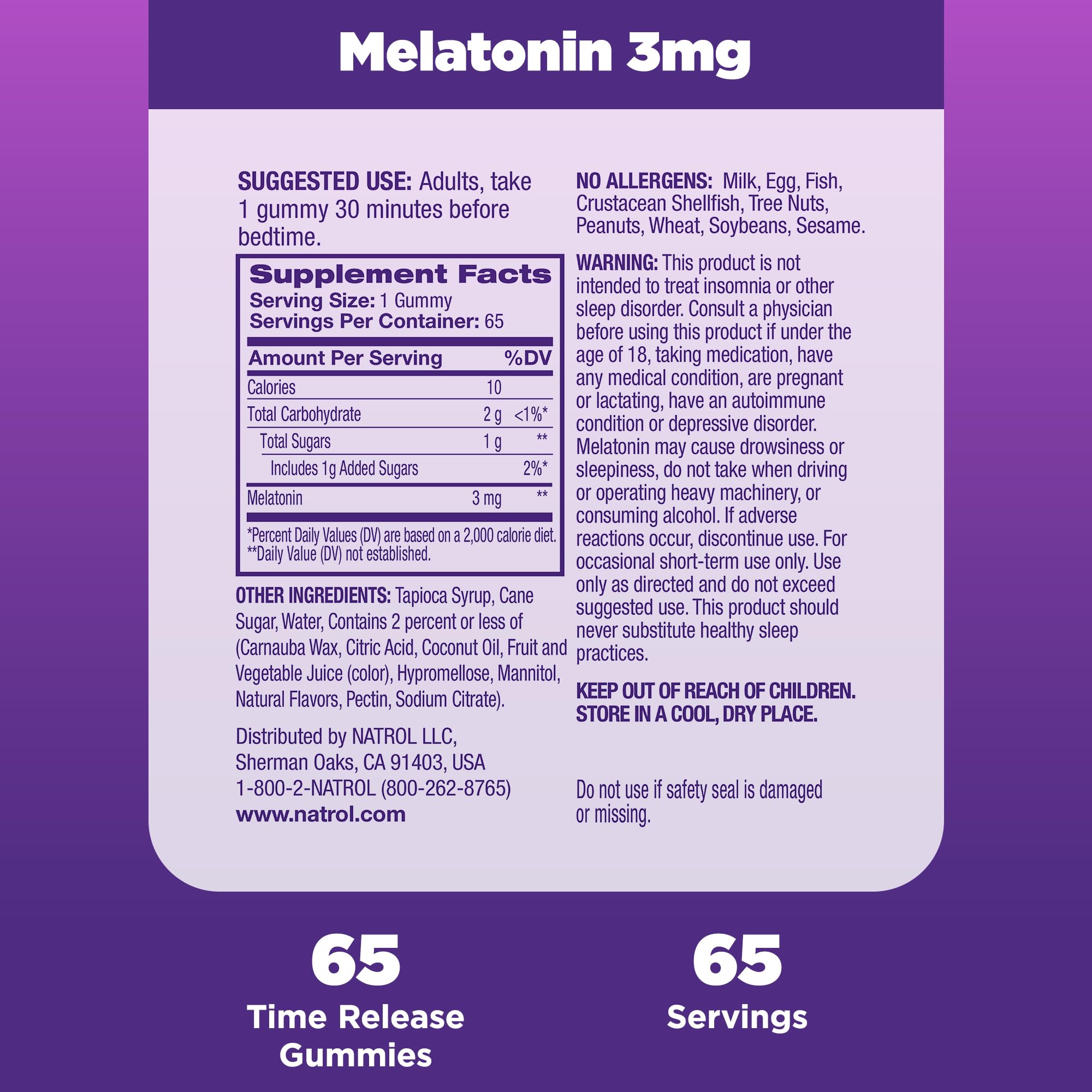 Foto 5 pulgar | Suplemento Gomitas Natrol Time Release de Melatonina de 3 mg - Venta Internacional