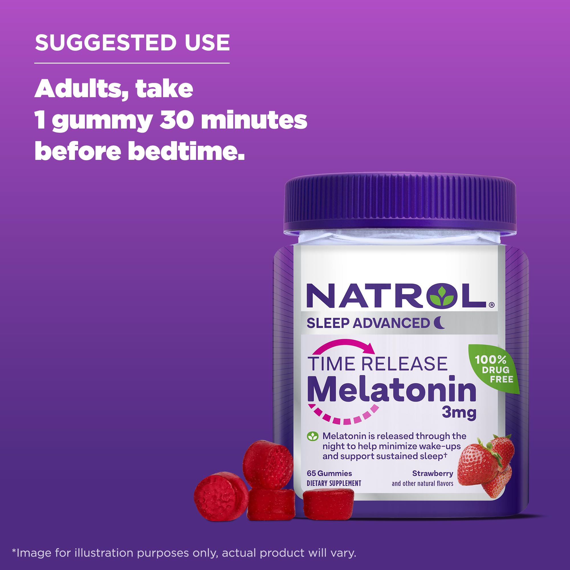 Foto 6 pulgar | Suplemento Gomitas Natrol Time Release de Melatonina de 3 mg - Venta Internacional