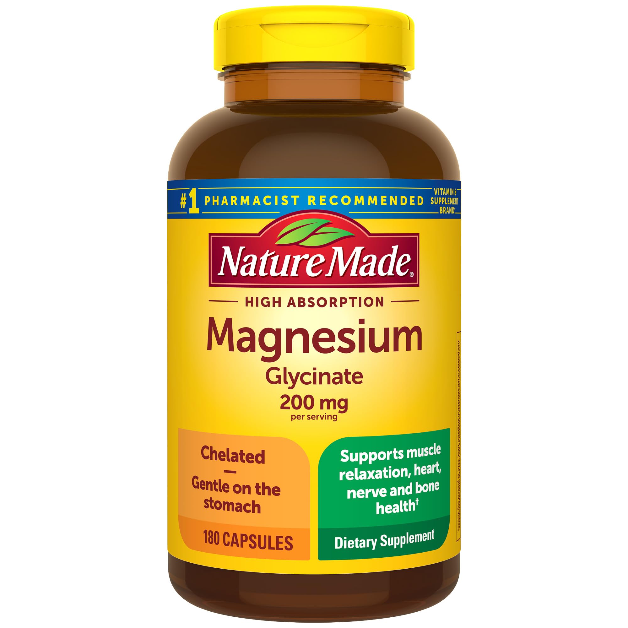 Foto 2 pulgar | Suplemento de Glicinato de Magnesio Nature Made 200 mg 180 Cápsulas - Venta Internacional