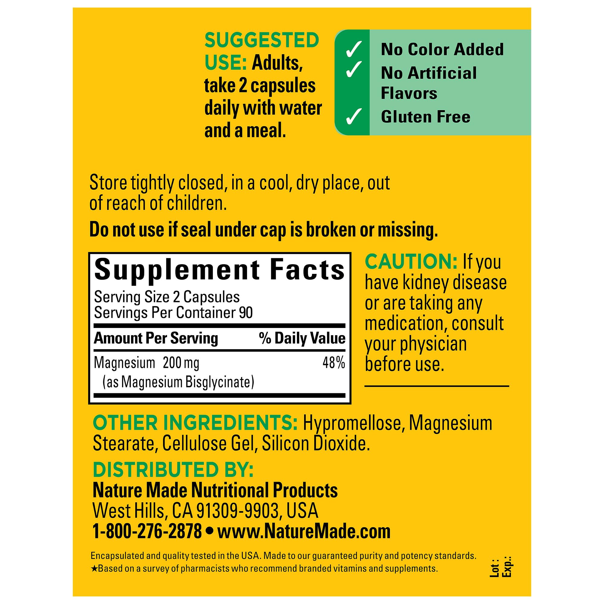 Foto 6 pulgar | Suplemento de Glicinato de Magnesio Nature Made 200 mg 180 Cápsulas - Venta Internacional