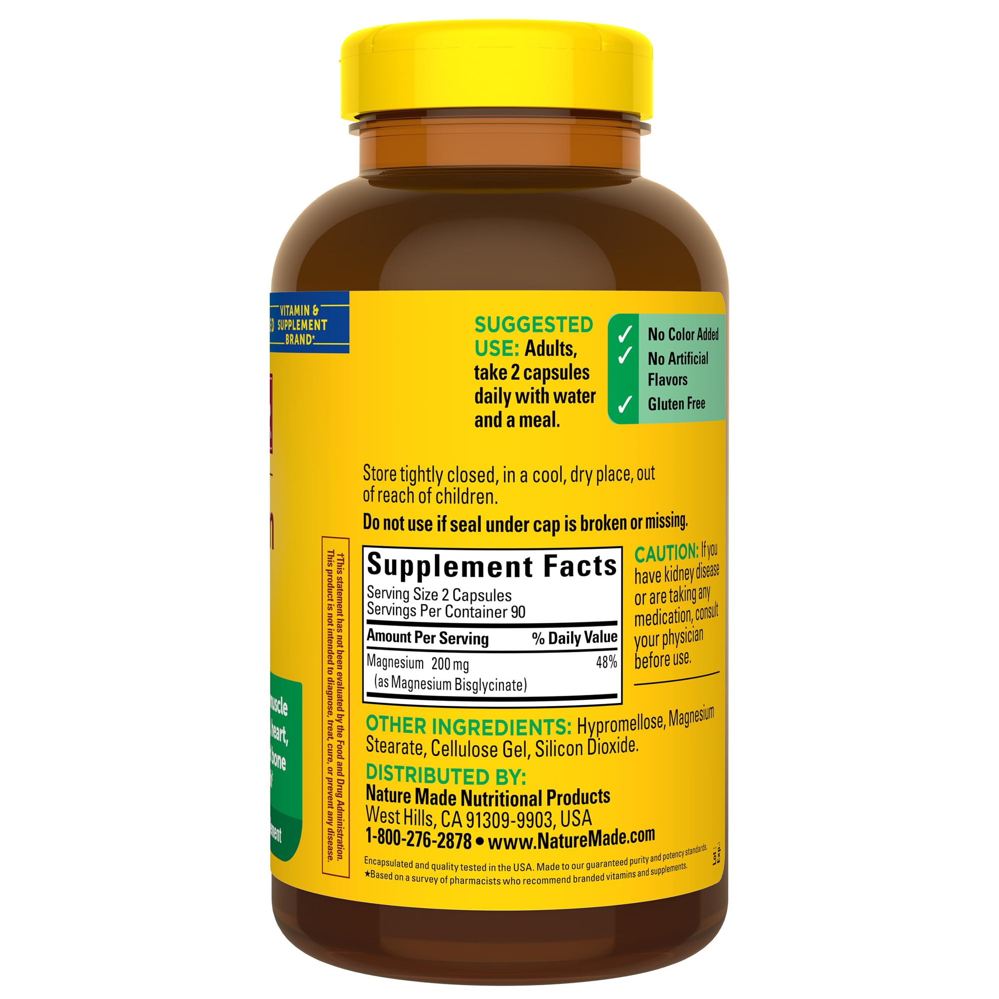 Foto 8 pulgar | Suplemento de Glicinato de Magnesio Nature Made 200 mg 180 Cápsulas - Venta Internacional