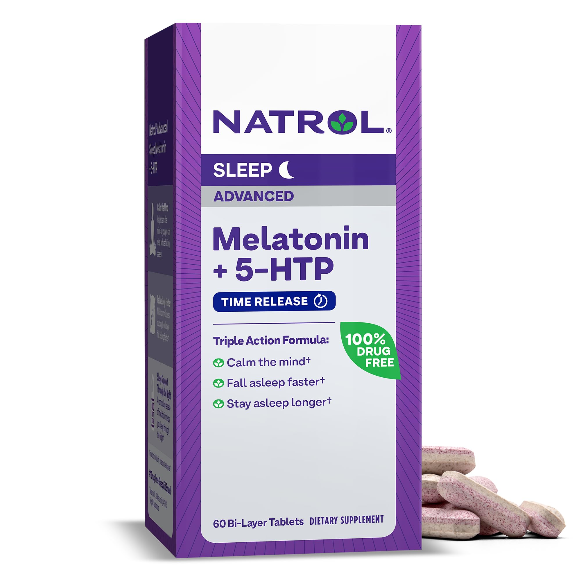 Foto 1 | Sleep Aid Natrol Advanced Sleep Melatonina + 5-HTP 6 mg 60 Tabletas - Venta Internacional