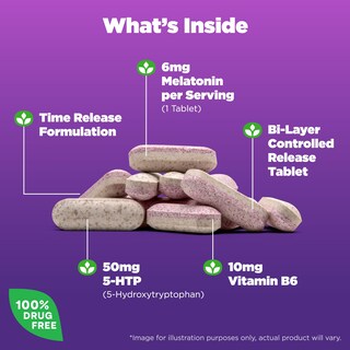 Foto 3 | Sleep Aid Natrol Advanced Sleep Melatonina + 5-HTP 6 mg 60 Tabletas - Venta Internacional