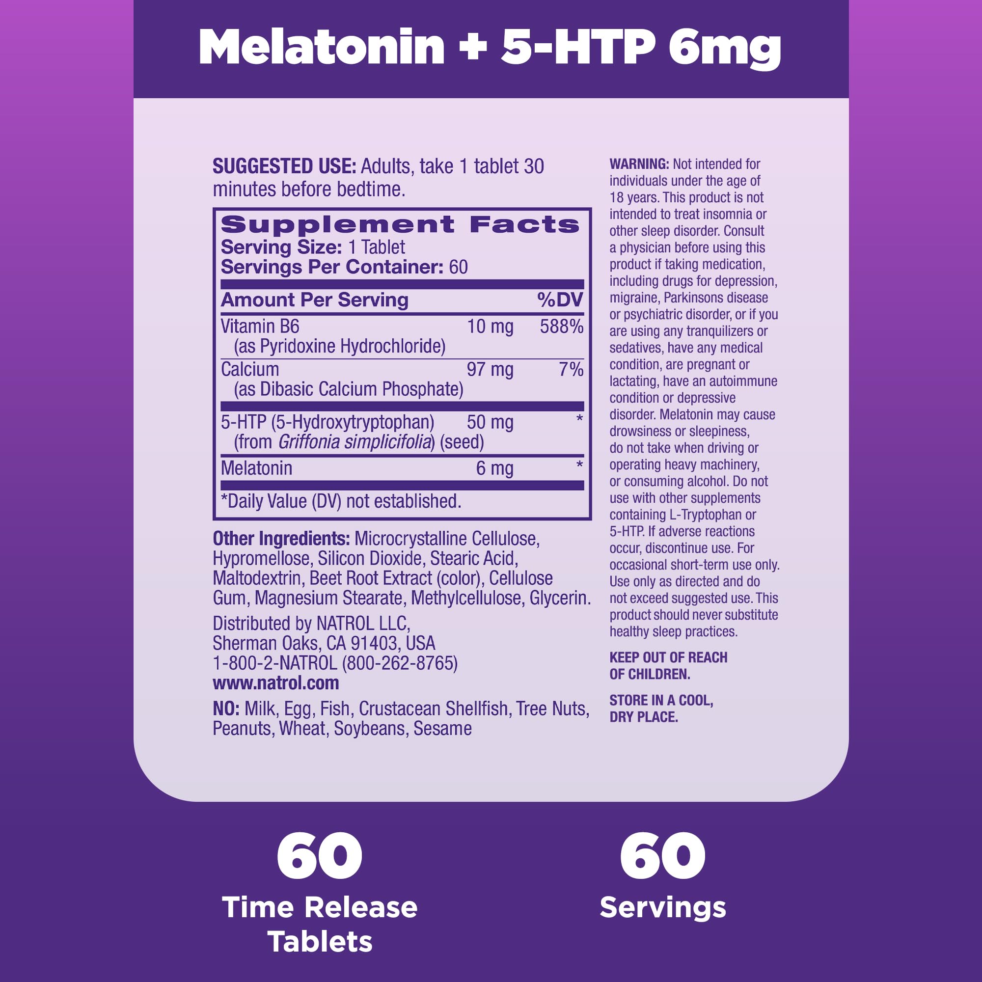 Foto 5 | Sleep Aid Natrol Advanced Sleep Melatonina + 5-HTP 6 mg 60 Tabletas - Venta Internacional