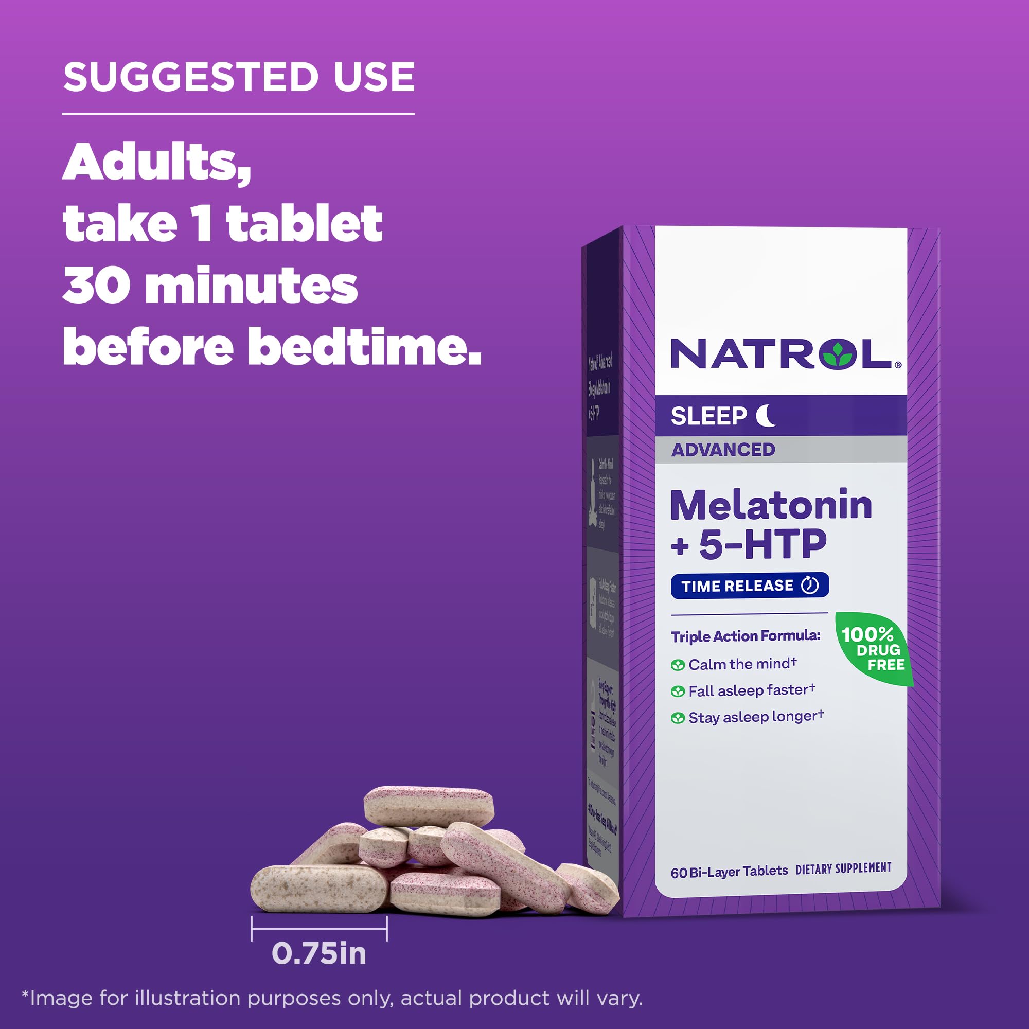 Foto 6 | Sleep Aid Natrol Advanced Sleep Melatonina + 5-HTP 6 mg 60 Tabletas - Venta Internacional