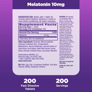 Foto 5 | Suplemento Natrol Fast Dissolve Melatonin 10 mg 200 Tabletas - Venta Internacional