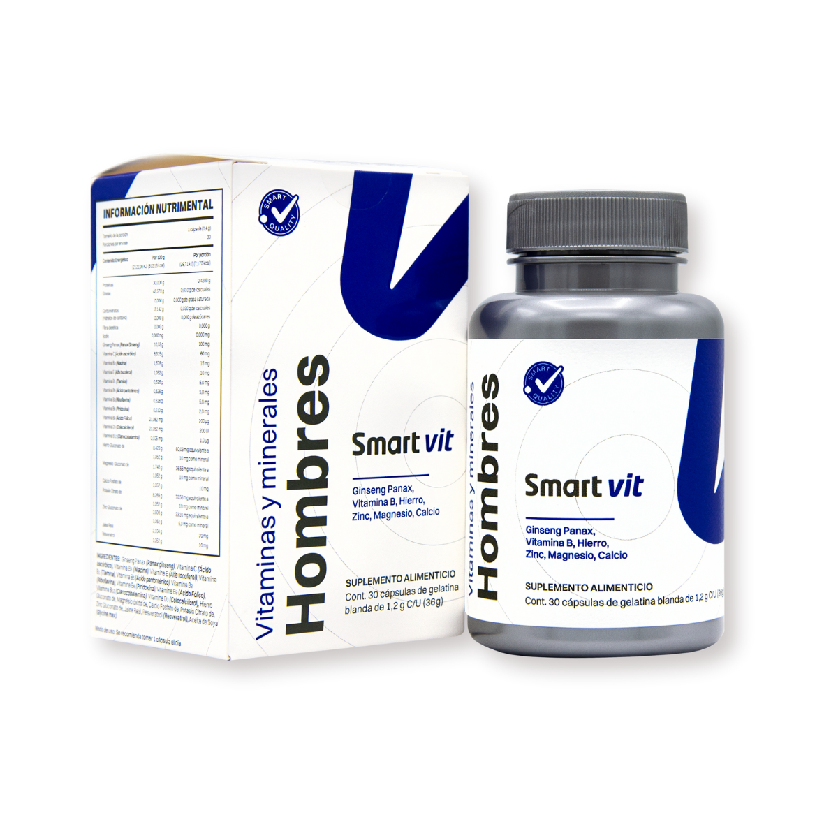 Foto 1 | Smart Vit Vitaminas Y Minerales Hombres 30 Capsulas Suplemento Alimenticio Biocaps Mexico