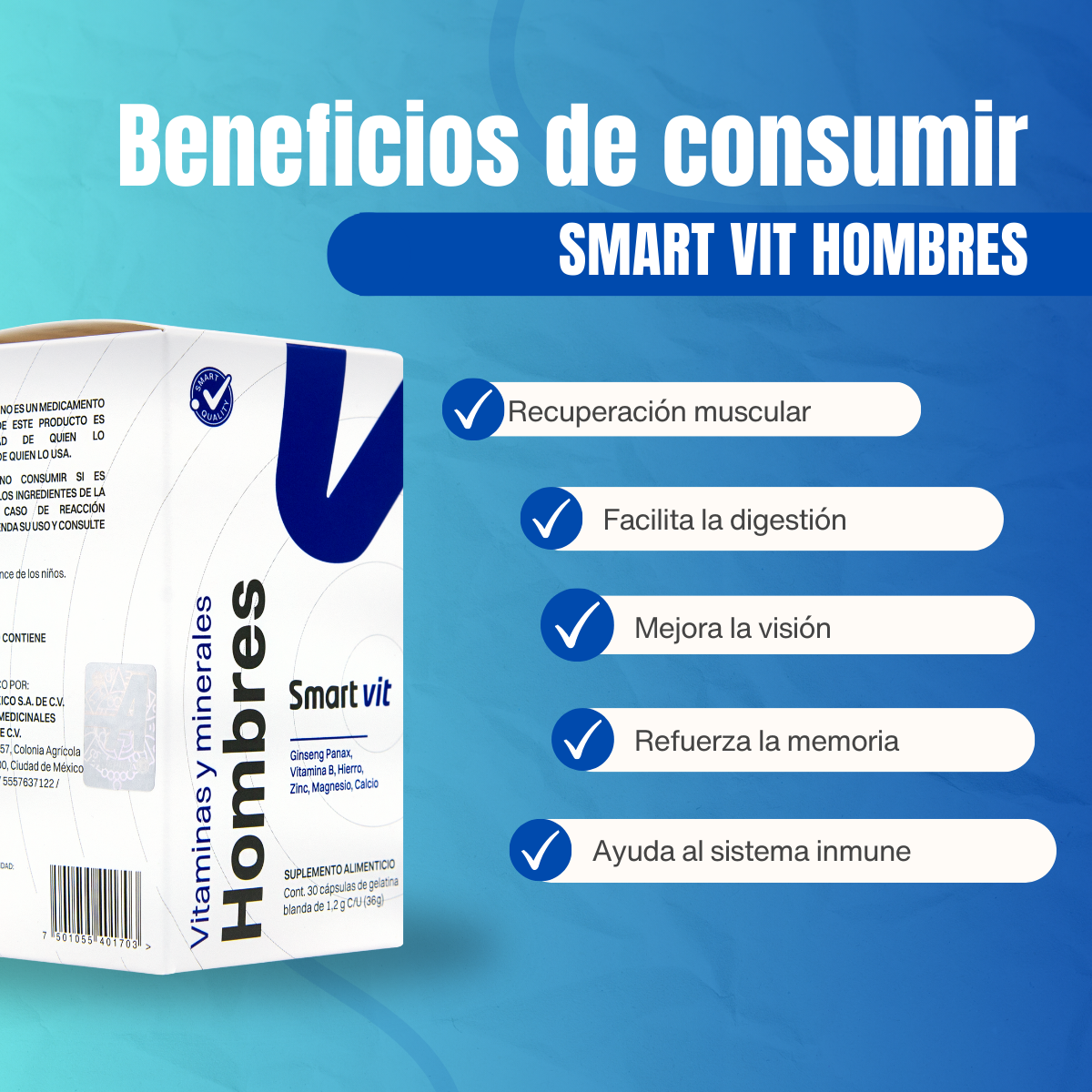 Foto 5 pulgar | Smart Vit Vitaminas Y Minerales Hombres 30 Capsulas Suplemento Alimenticio Biocaps Mexico