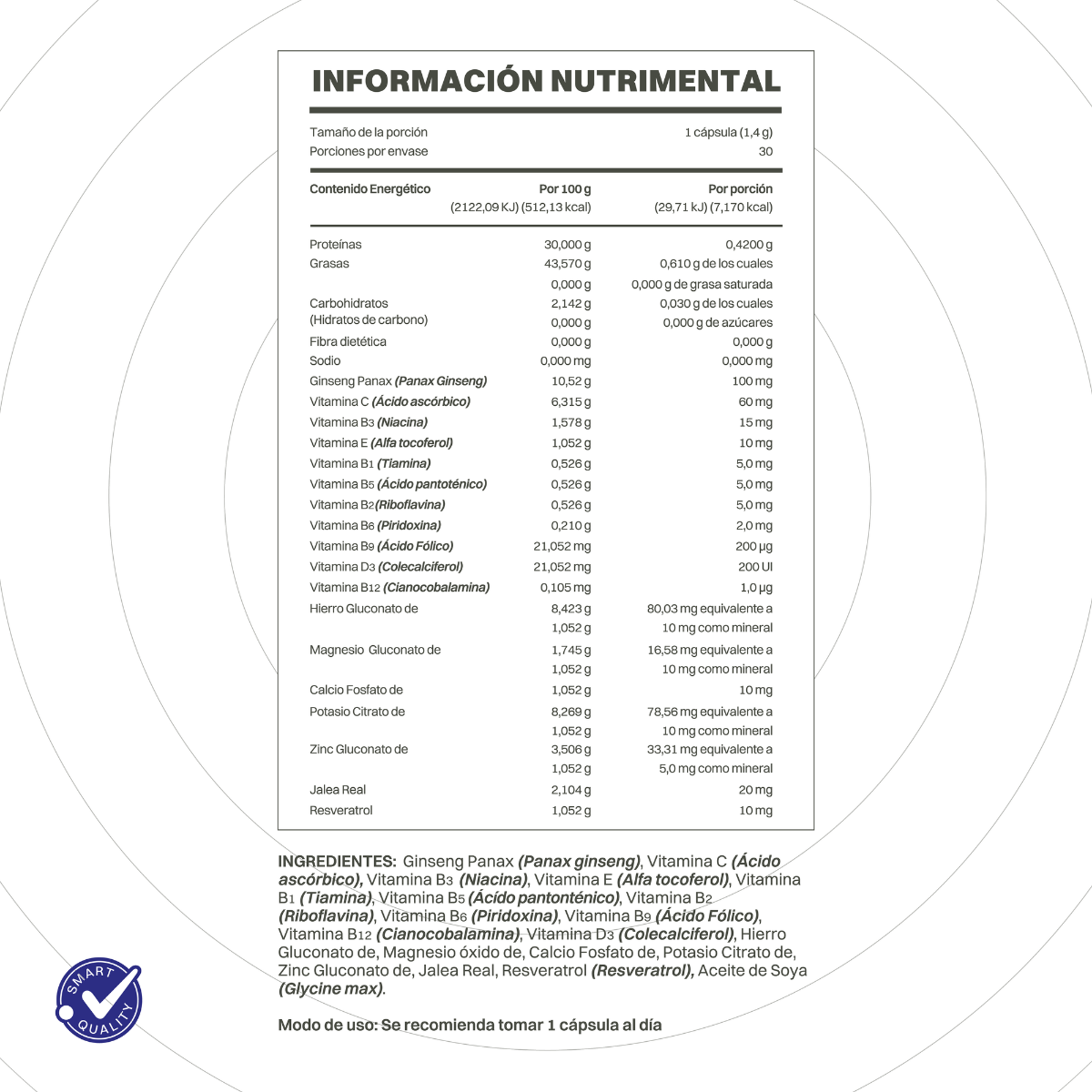 Foto 7 | Smart Vit Vitaminas Y Minerales Hombres 30 Capsulas Suplemento Alimenticio Biocaps Mexico