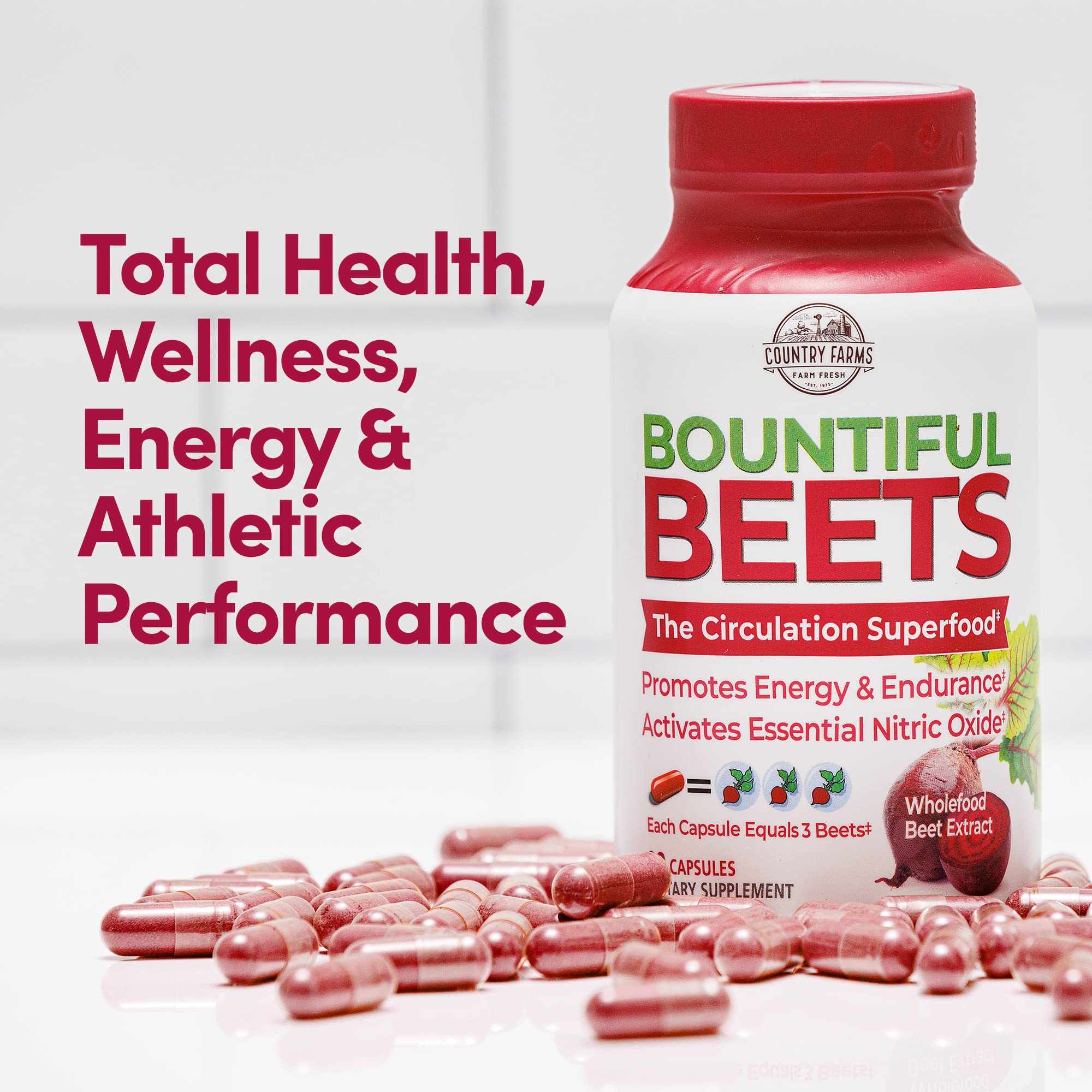 Foto 3 pulgar | Suplemento Country Farms Bountiful Beets 90 Cápsulas - Venta Internacional