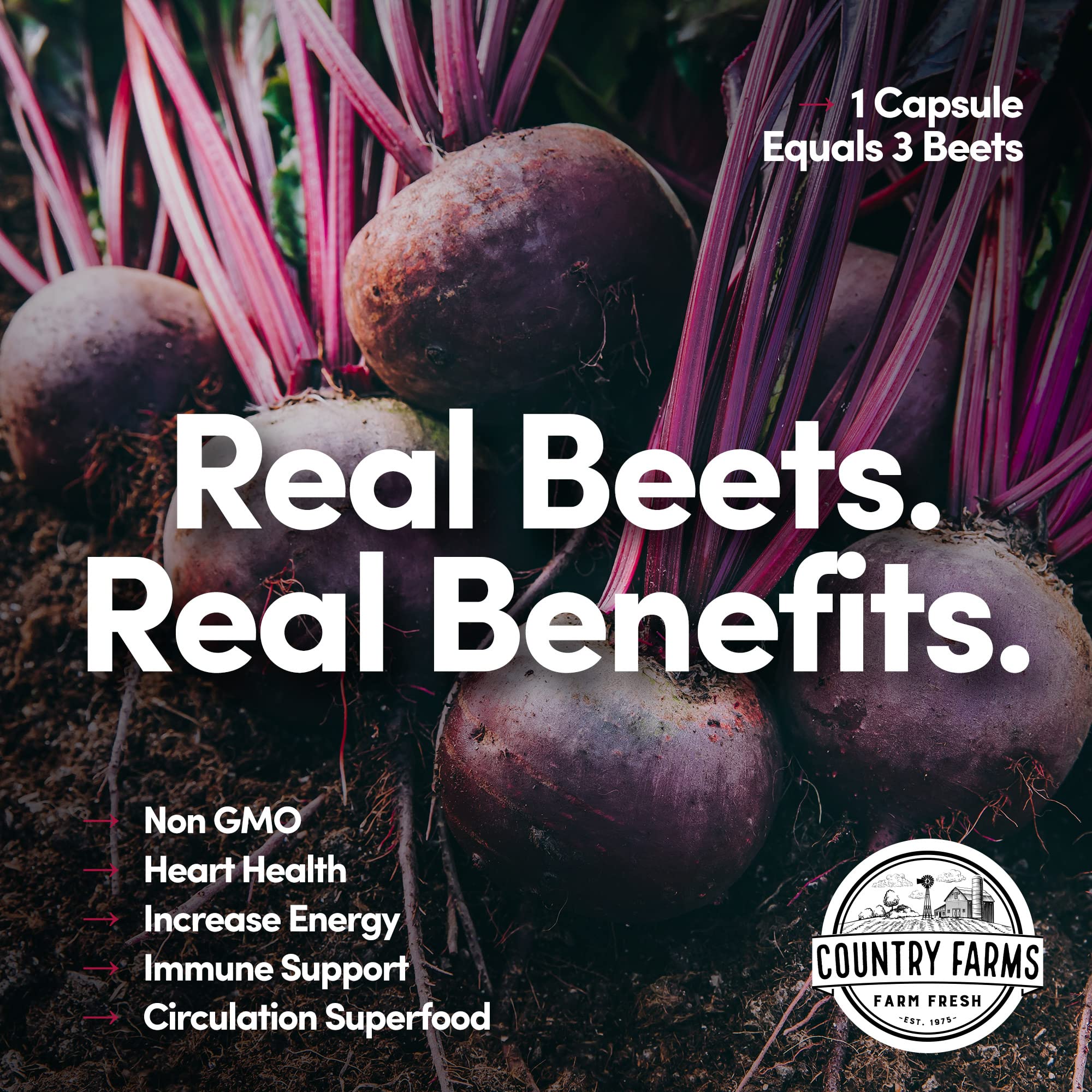 Foto 4 pulgar | Suplemento Country Farms Bountiful Beets 90 Cápsulas - Venta Internacional