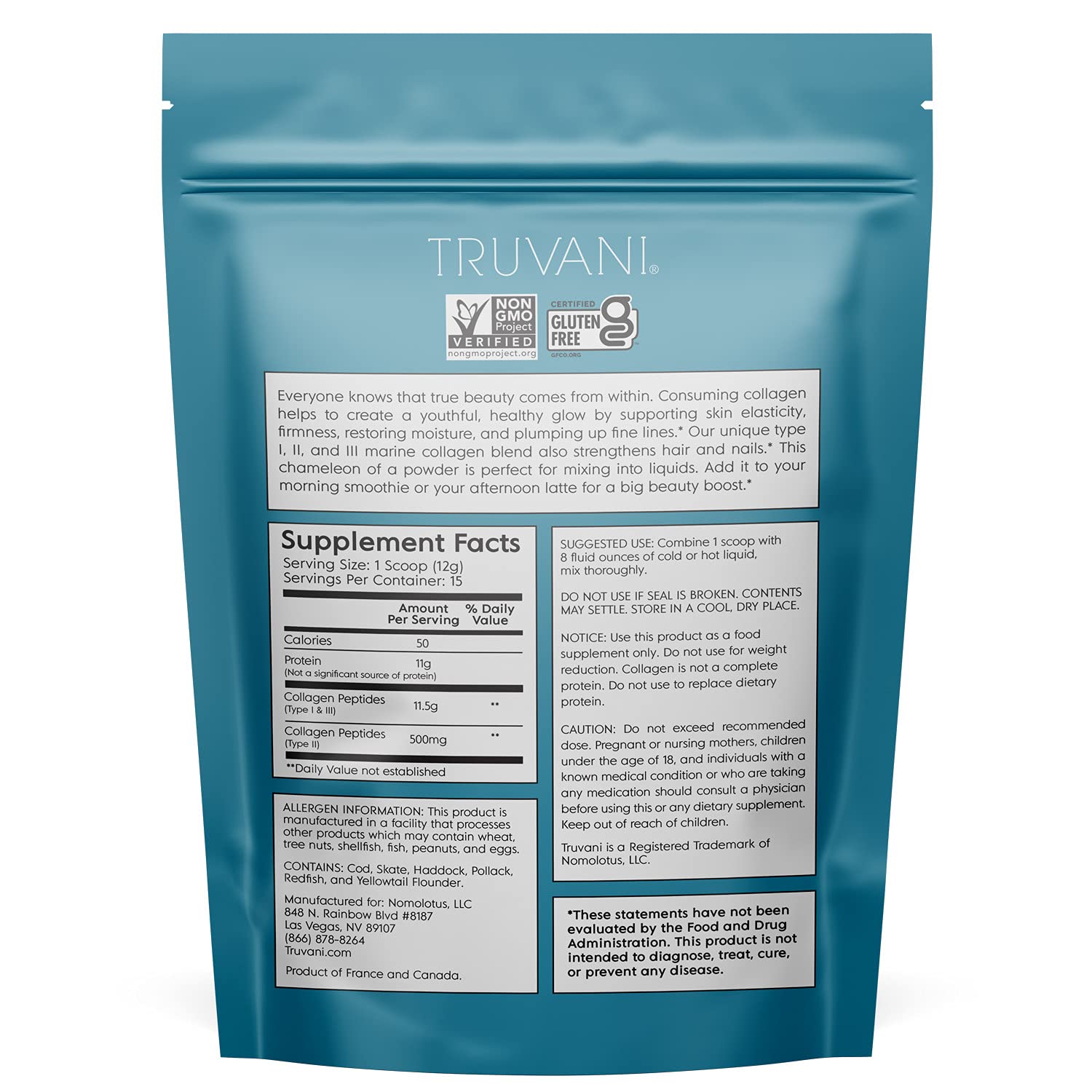Foto 3 pulgar | Proteína de Colágeno en Polvo Truvani Wild Caught 180 ml - Venta Internacional