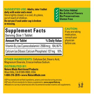 Foto 5 | Suplemento de Vitamina B12 Nature Made 2500 mcg 60 Tabletas - Venta Internacional