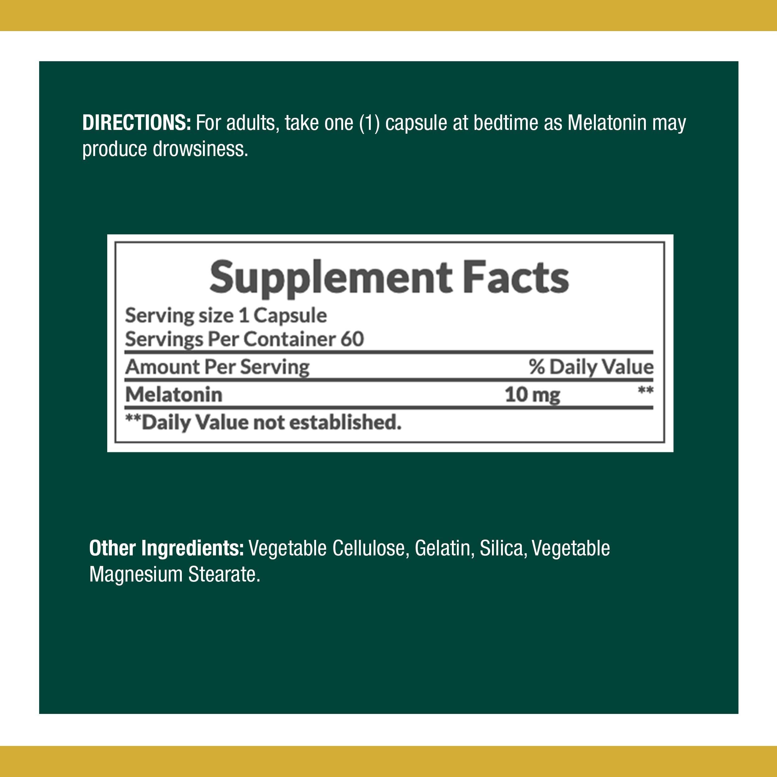 Foto 3 pulgar | Suplemento Nature's Bounty De Melatonina Cápsulas De 10 Mg 60 Unidades - Venta Internacional