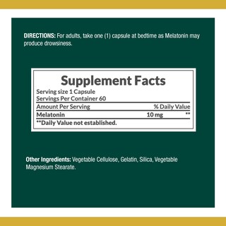 Foto 2 | Suplemento Nature's Bounty De Melatonina Cápsulas De 10 Mg 60 Unidades - Venta Internacional