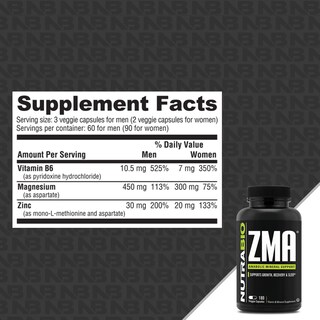 Foto 2 | Suplementos Nutrabio Zma para Hombres y Mujeres 180 Cápsulas - Venta Internacional