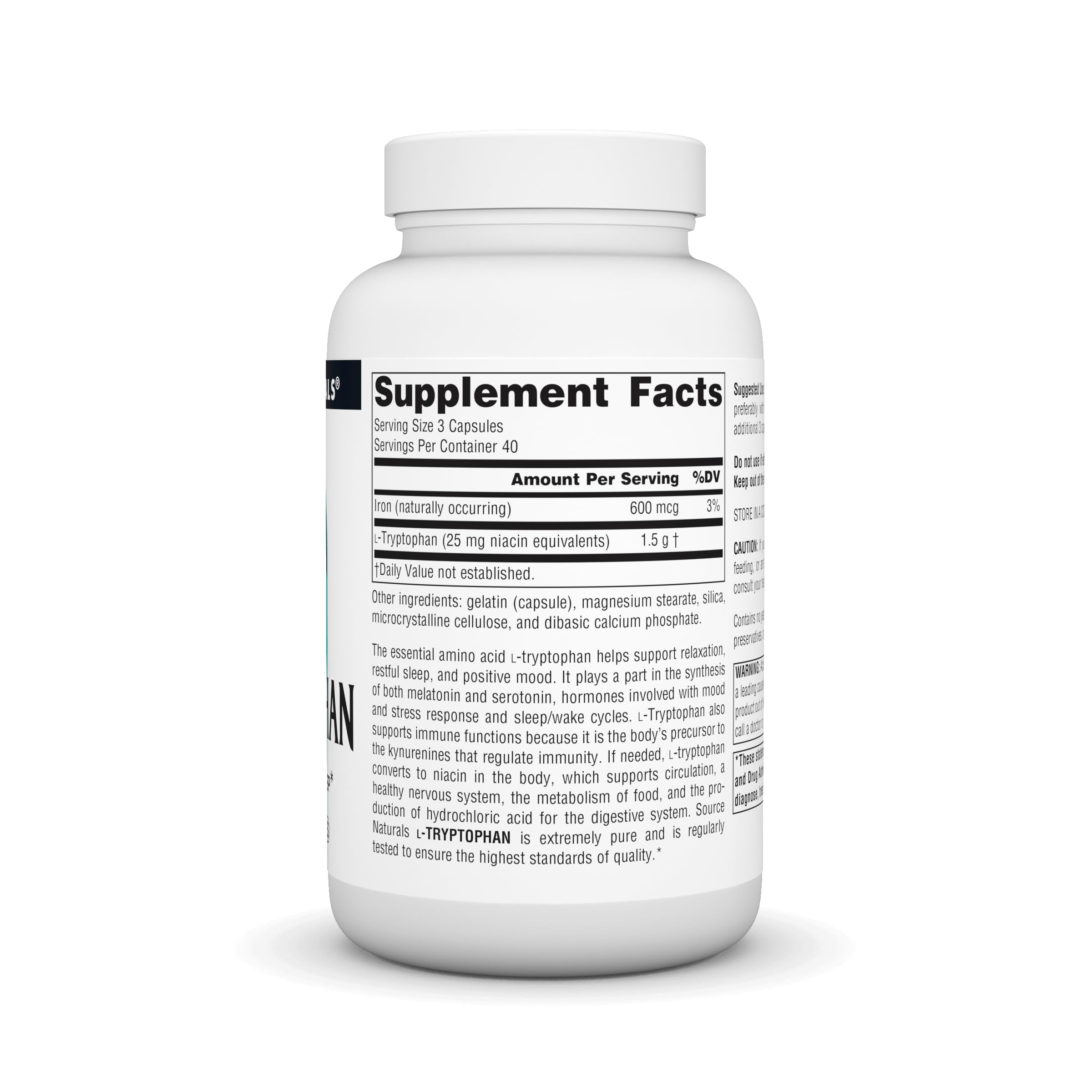 Foto 4 pulgar | Suplement Source Naturals L-triptófano 500 Mg - 120 Cápsulas - Venta Internacional.