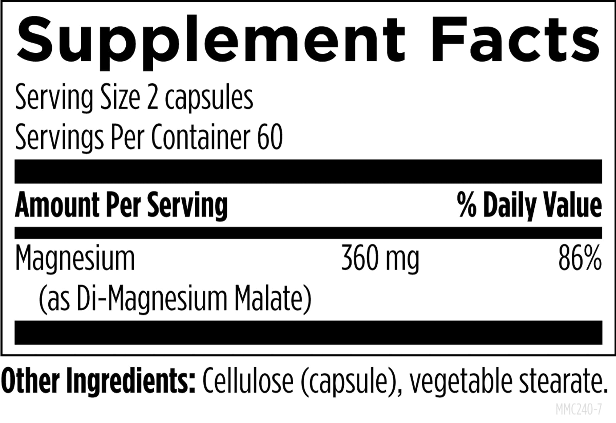 Foto 5 pulgar | Supplement Designs For Health Malato De Magnesio 240 Cápsulas - Venta Internacional.